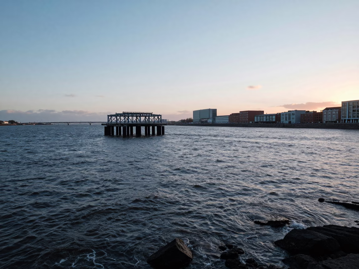 Estuary Water in Dublin at First Light Of Dawn in in Dublin, Ireland