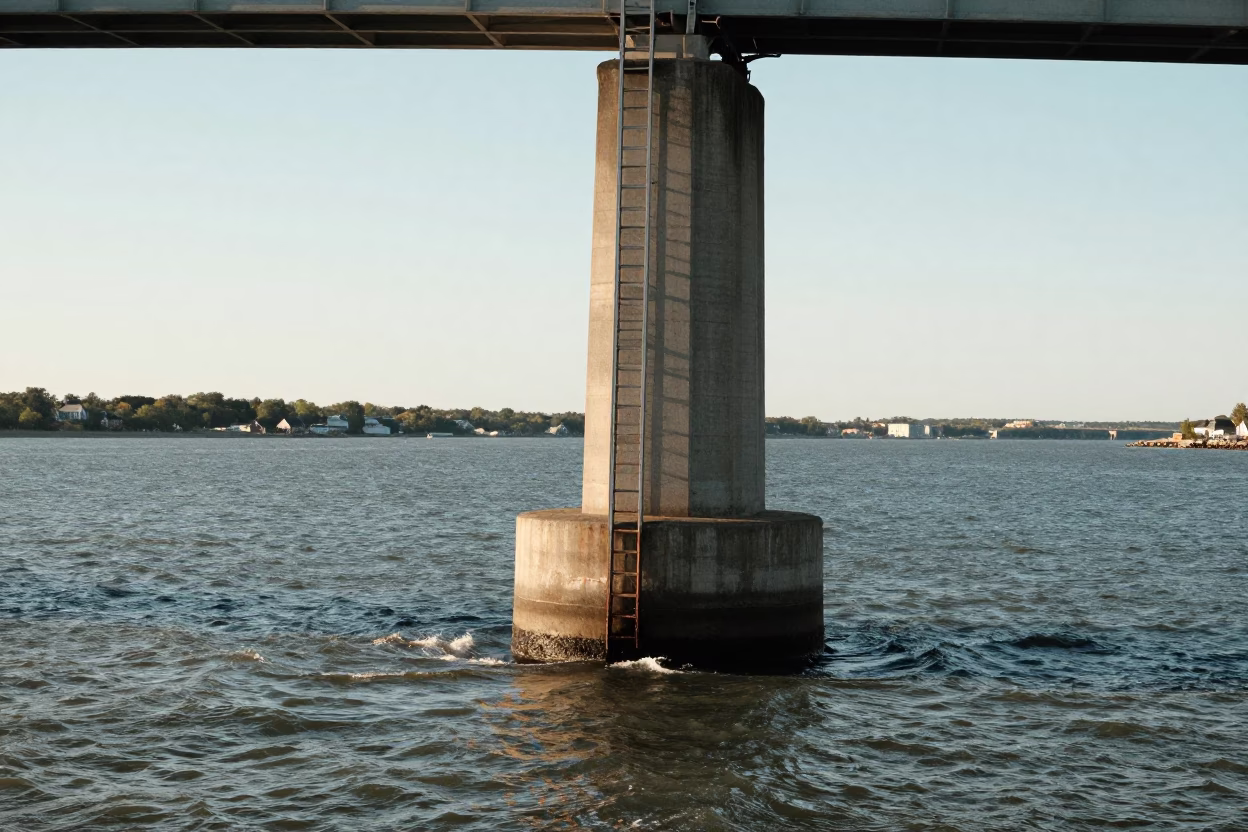 Estuary Water in Halifax at Clear Late-afternoon Light in in Halifax, Nova Scotia, Canada