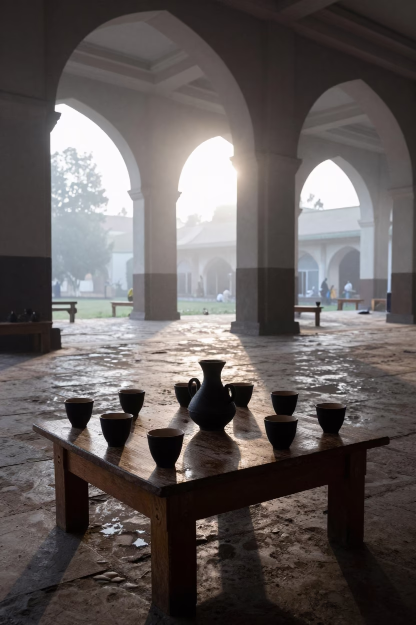 Ethiopian Coffee Ceremony Sunrise Prayer Hall in in a prayer hall near Addis Ababa
