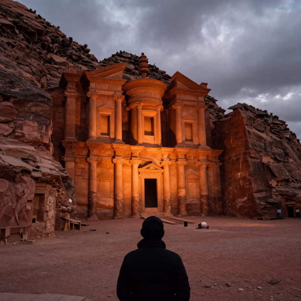 Ethiopian Rock Church in Bogotá Hall Dusk in in a ceremonial hall in Bogotá