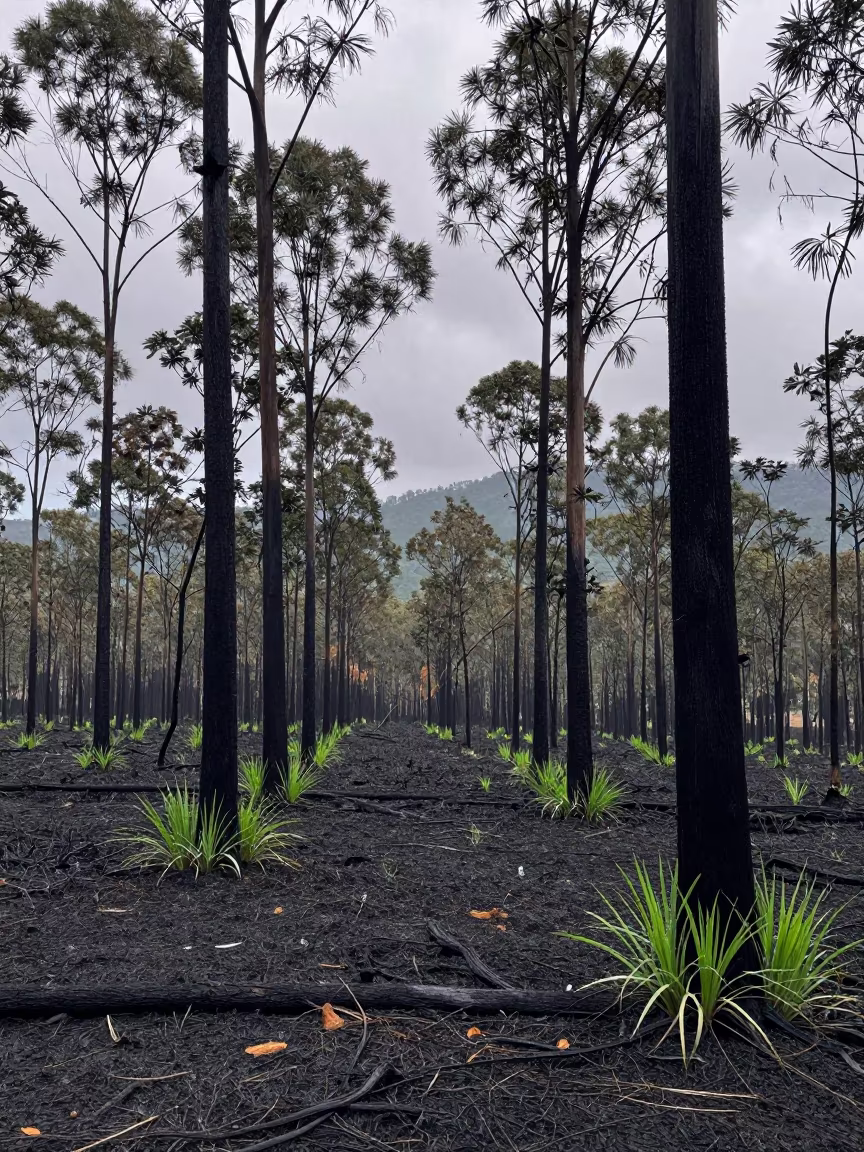 Eucalyptus Regrowth After Fire Near Phuket in near Phuket