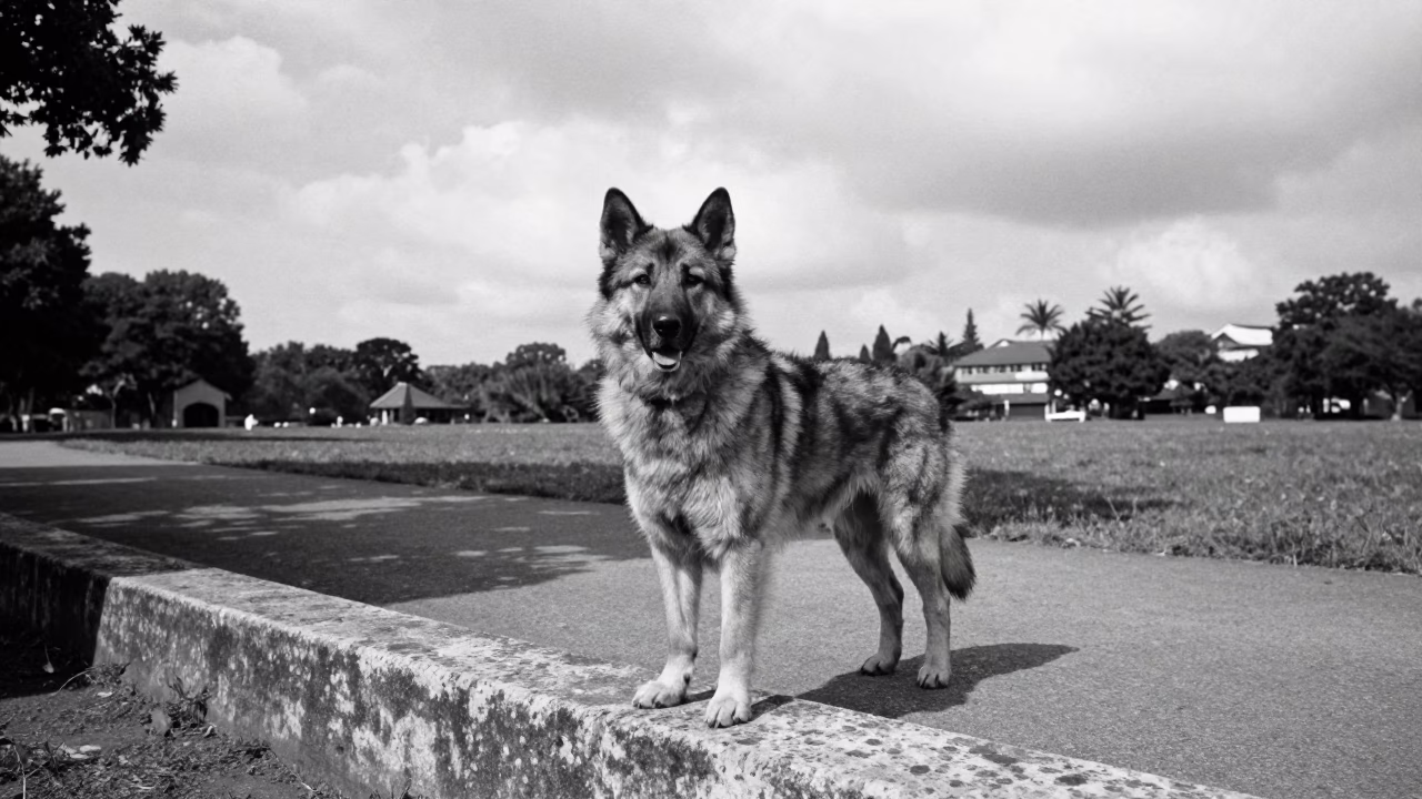 Eurasier Portrait on Hsinchu Park Path in along a quiet park path with soft open shade and a clean background in Hsinchu