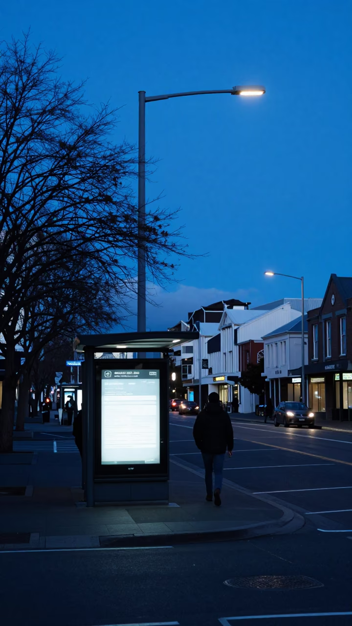 Evening Blue Hour in Christchurch New Zealand City Street Scene in in Christchurch, New Zealand