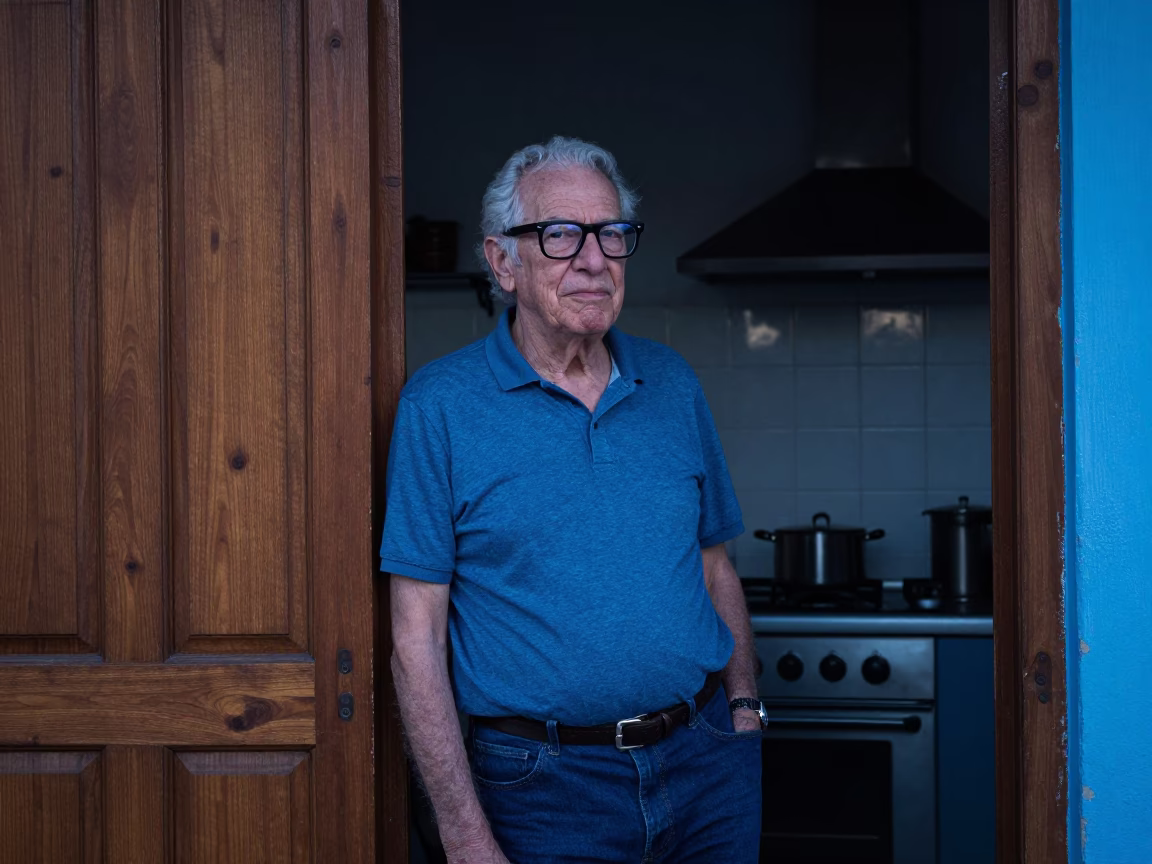 Evening Blue Hour in Medellin Colombia Kitchen with Astronomer and Coffee Grinder in in Medellin, Colombia