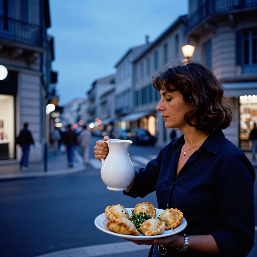 Evening Blue Light in Marseille France Street Scene with Local Details in in Marseille, France