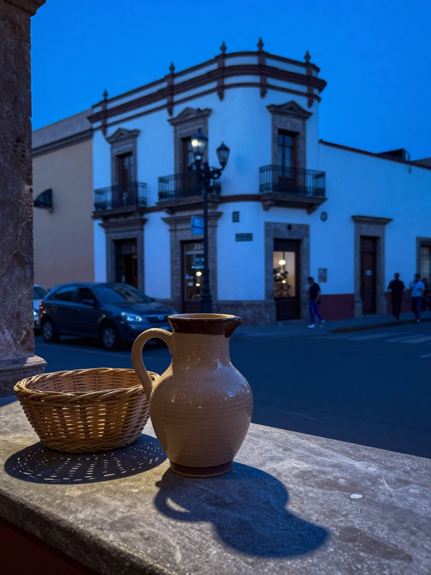 Evening Blue Light Scene in Guadalajara Mexico with Local Street Details in in Guadalajara, Mexico