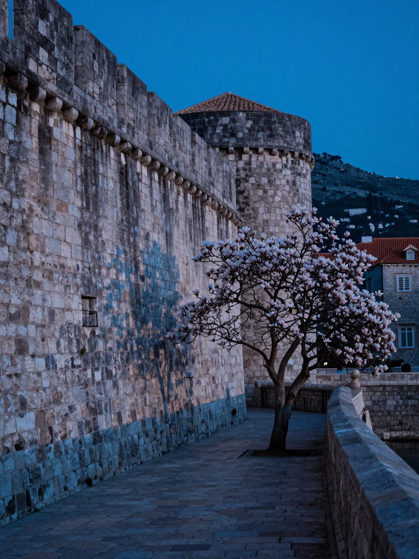 Evening Blue Light Shadows on Stone in Dubrovnik Croatia in in Dubrovnik, Croatia