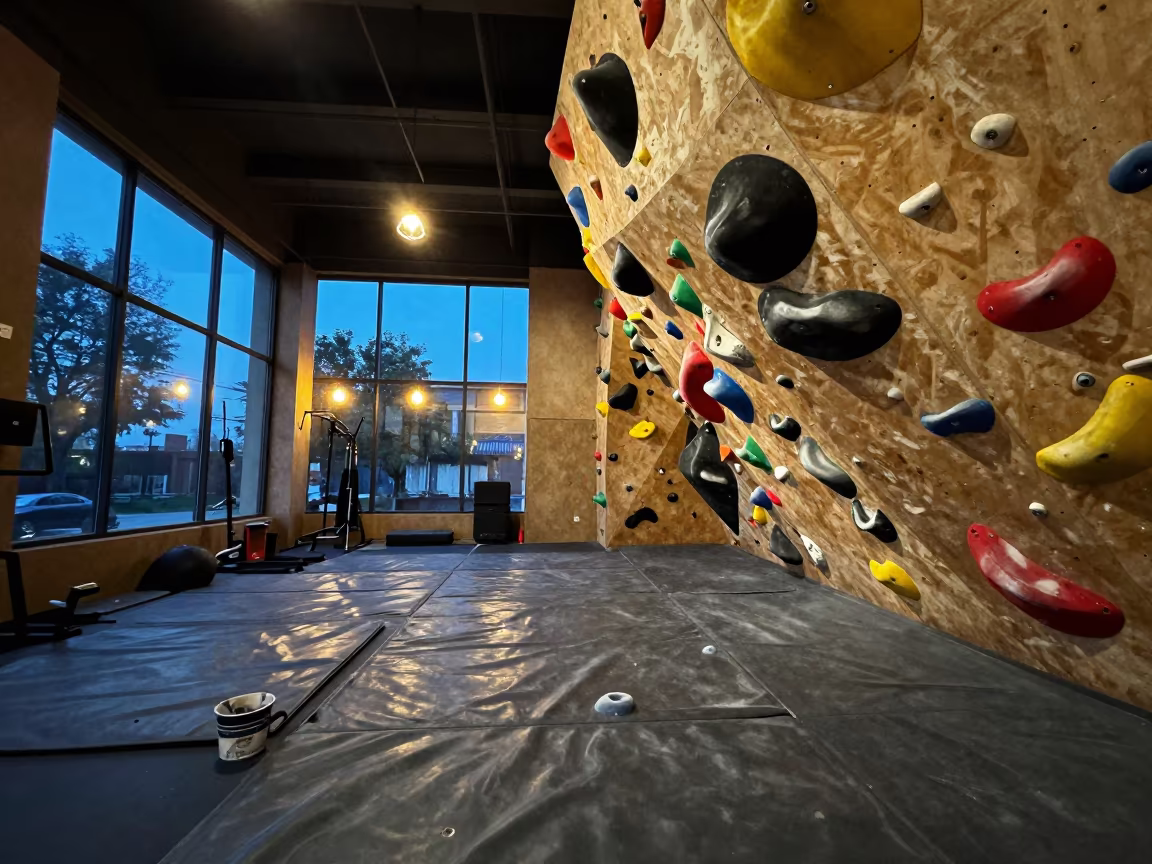 Evening Bouldering Wall Lucknow Indoor Gym in inside a strength room in Lucknow