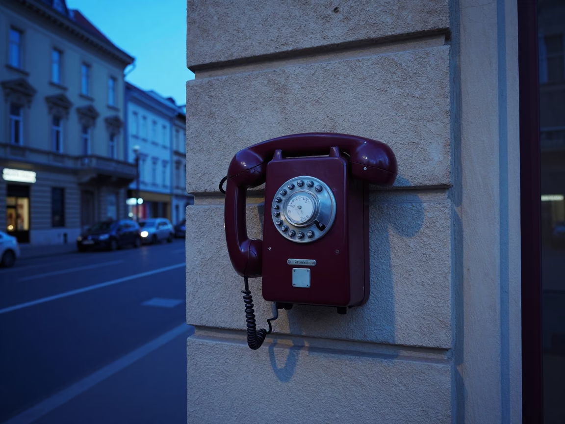 Evening Budapest Street Scene with Vintage Bakelite Telephone and Drying Towels in in Budapest, Hungary