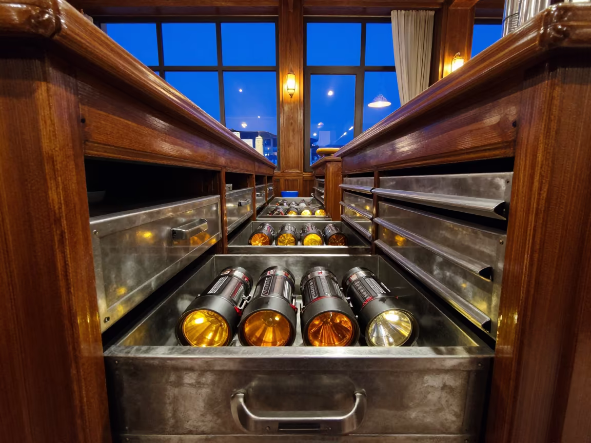 Evening Flashlight Drawer in Balıkesir Banquet Hall in inside a banquet hall before service near Balıkesir