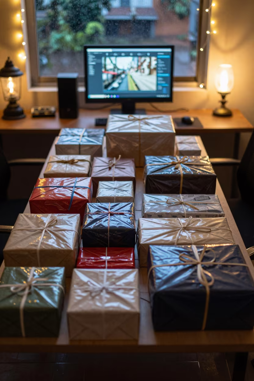 Evening Gift Table in Kinshasa Office in inside an open-plan office bay in Kinshasa