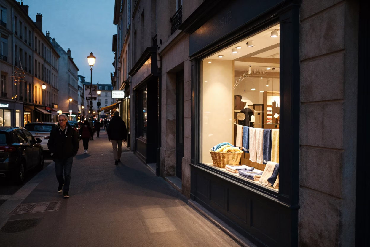Evening Glow in Lyon at As City Lights Begin To Glow in in Lyon, France
