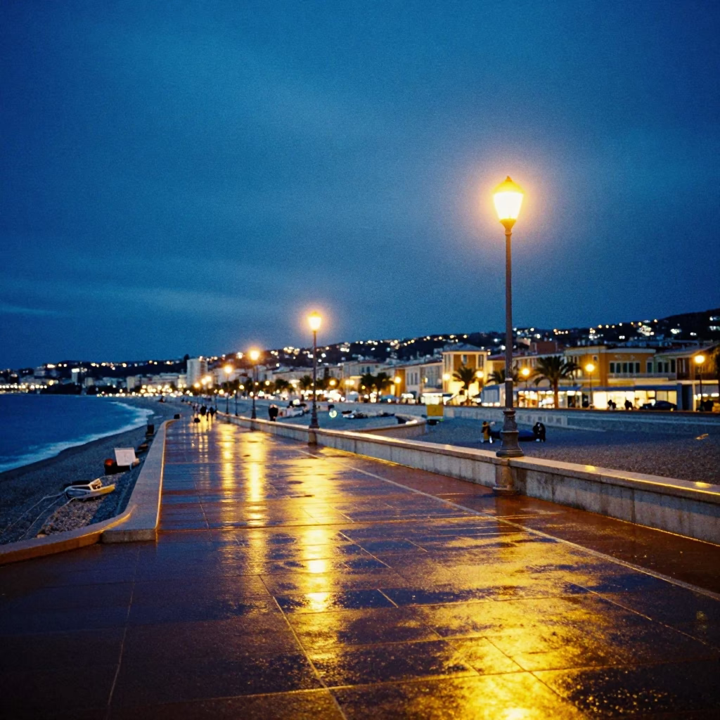 Evening in Nice at Blue Hour in in Nice, France