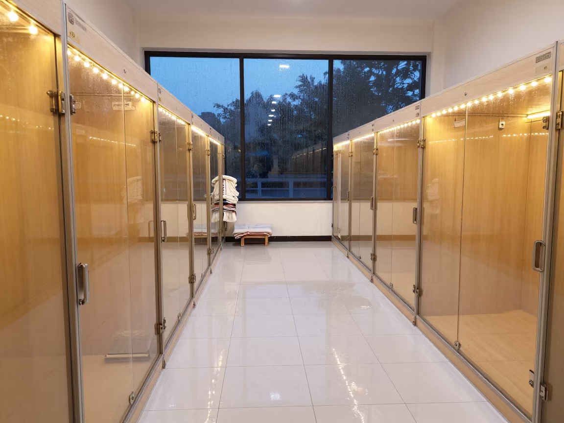Evening Kennel Corridor with Tags and Blankets in inside a pet store aisle near Solapur
