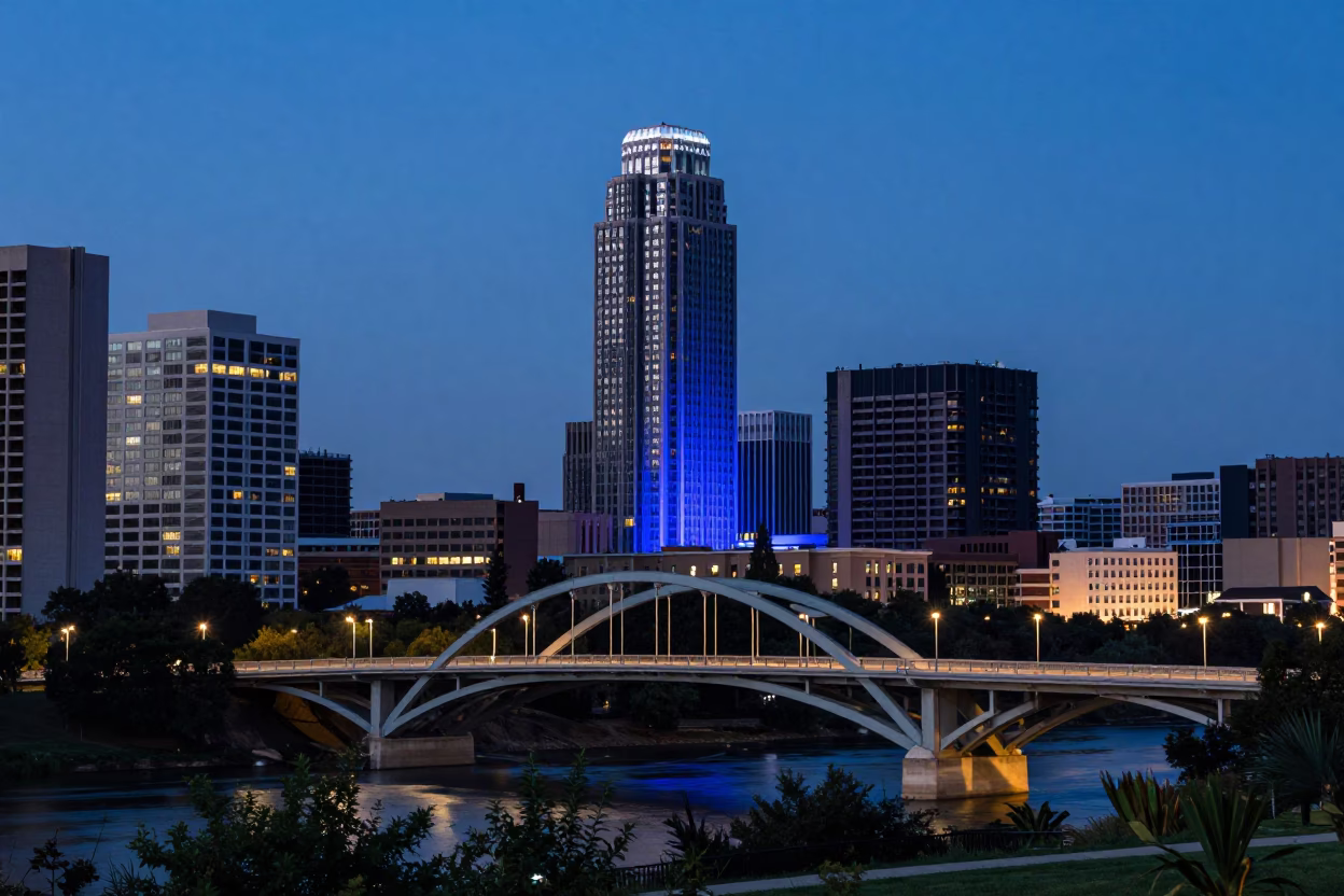Evening Landscape in Austin at The Last Blue Light Of Evening in in Austin, Texas, United States