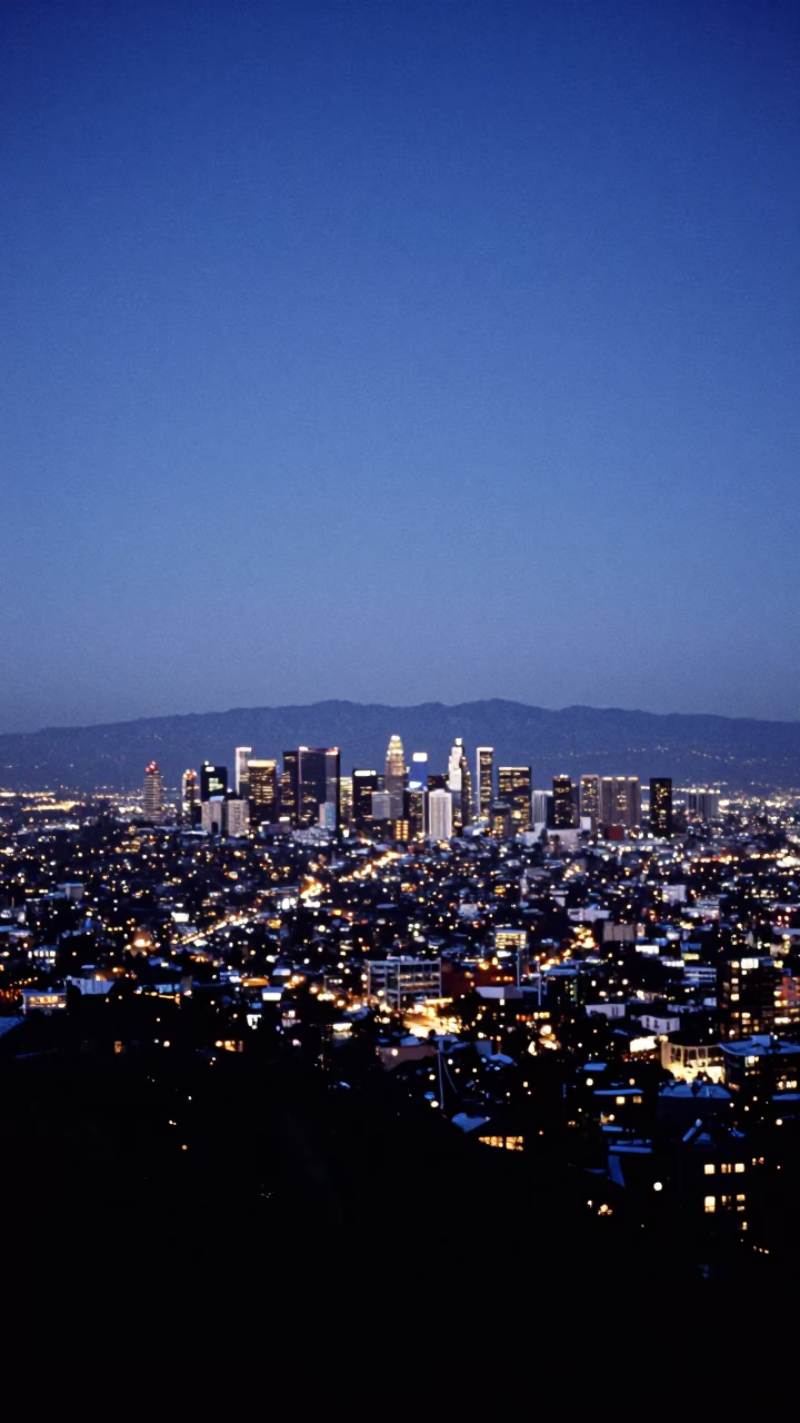 Evening Landscape in Los Angeles at The Last Blue Light Of Evening in in Los Angeles, California, United States