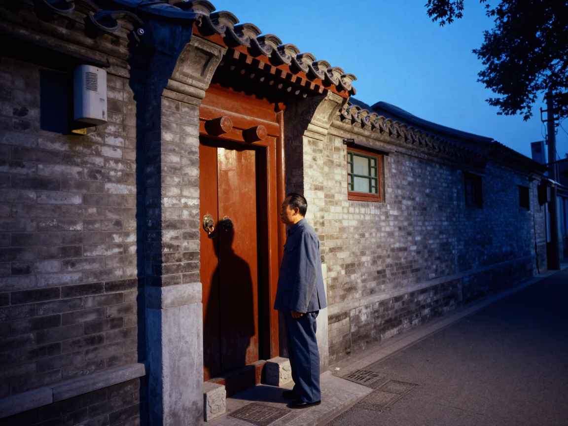 Evening Life in Beijing at The Last Blue Light Of Evening in in Beijing, China