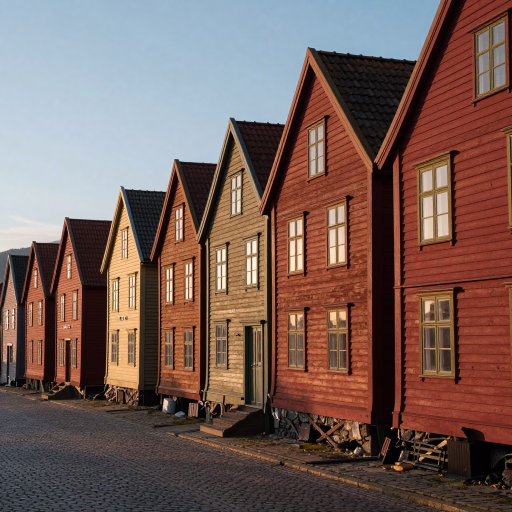 Evening Light at Honeyed Evening Light in Bergen in in Bergen, Norway