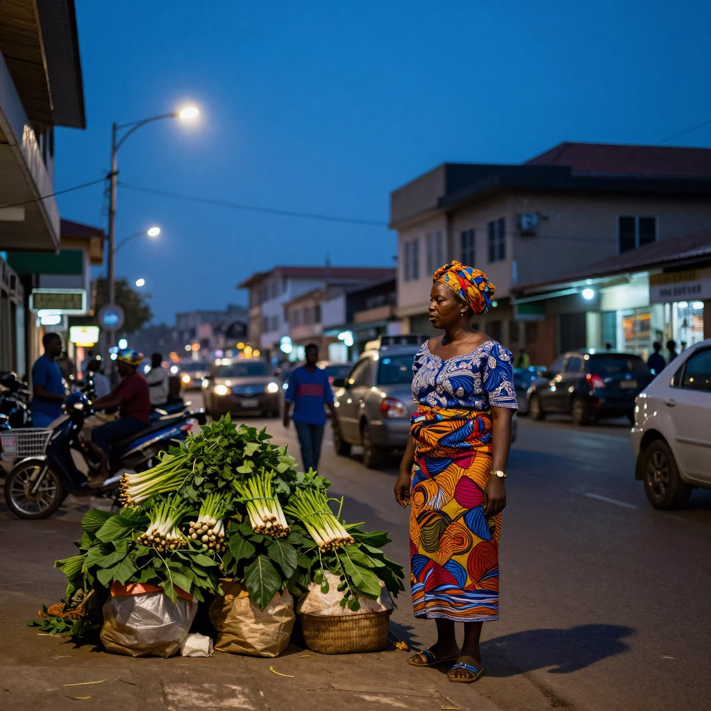 Evening Light in Accra at The Last Blue Light Of Evening in in Accra, Ghana