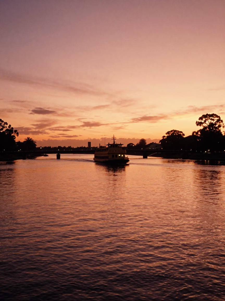 Evening Light in Adelaide at Copper-toned Light Before Dusk in in Adelaide, South Australia, Australia