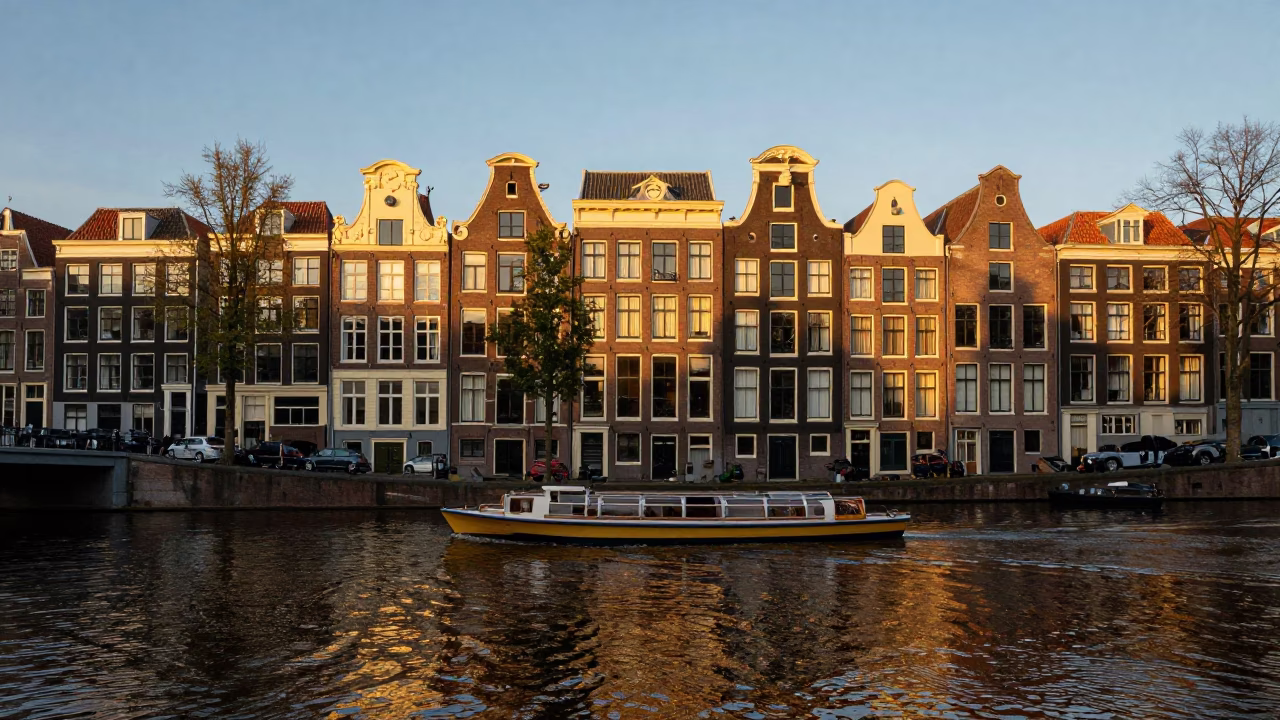 Evening Light in Amsterdam at Honeyed Evening Light in in Amsterdam, Netherlands