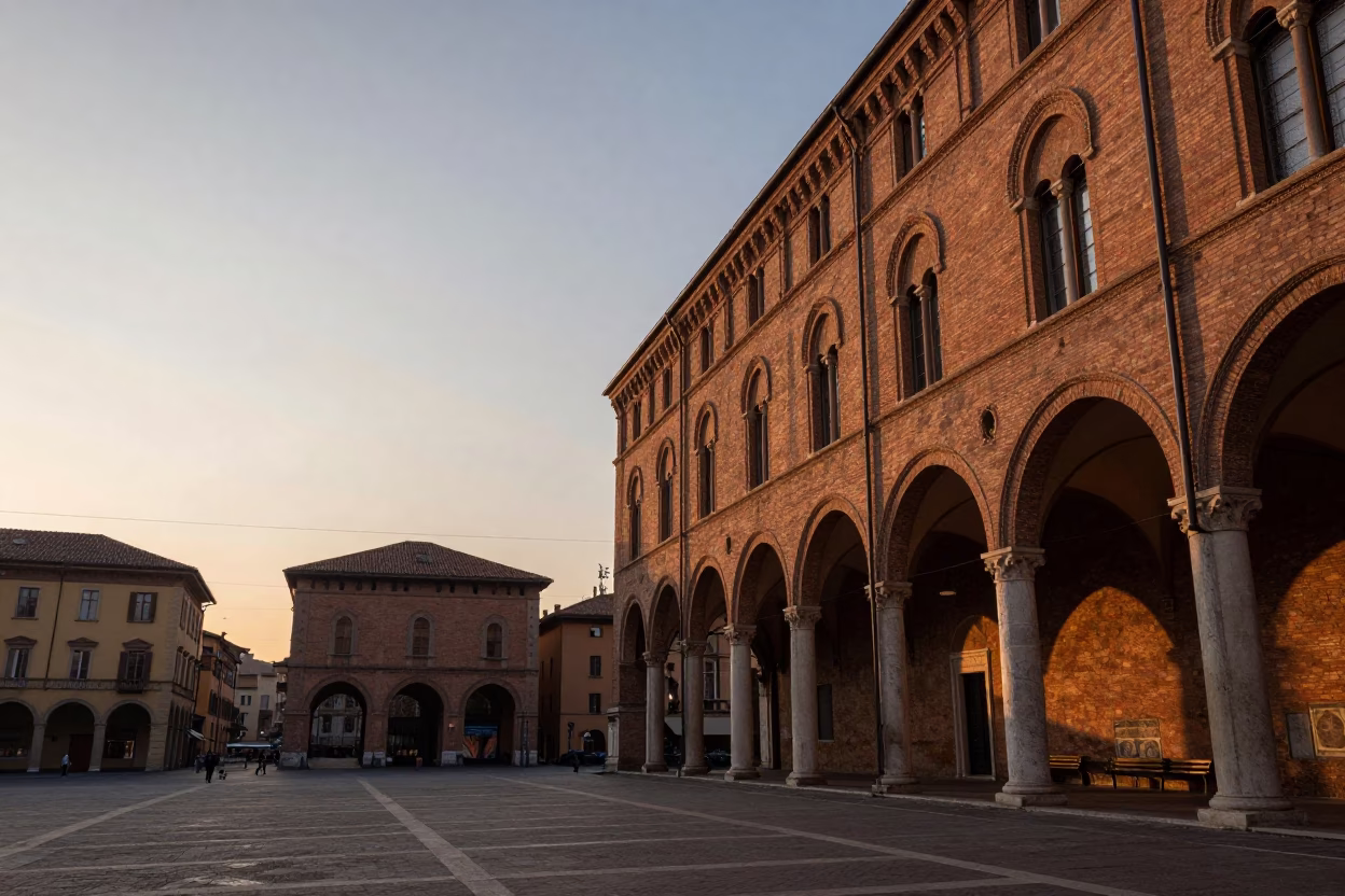 Evening Light in Bologna at As The Sun Drops Toward The Horizon in in Bologna, Italy