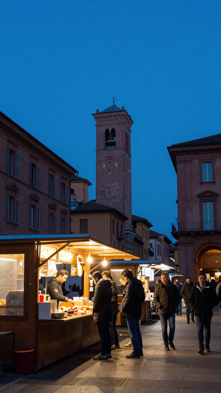 Evening Light in Bologna at The Last Blue Light Of Evening in in Bologna, Italy