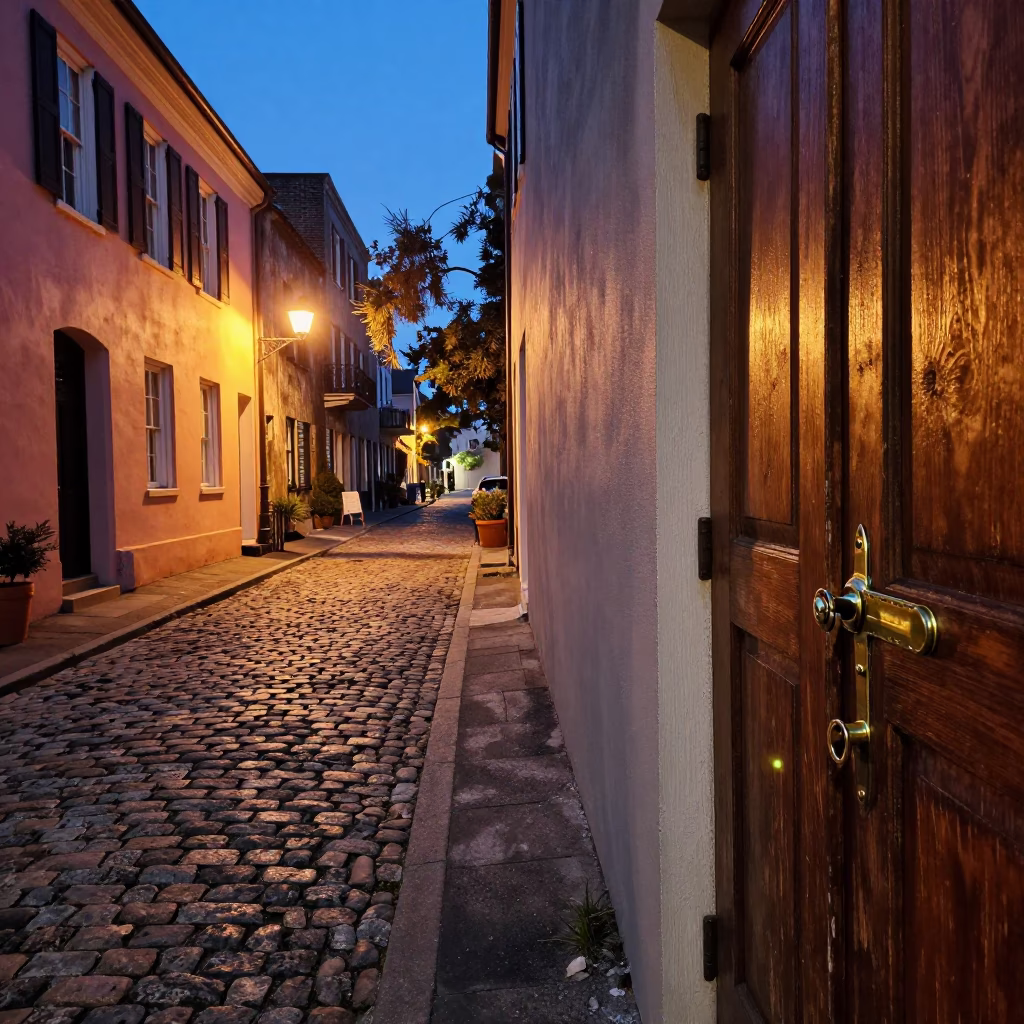 Evening Light in Charleston at Copper-toned Light Before Dusk in in Charleston, South Carolina, United States