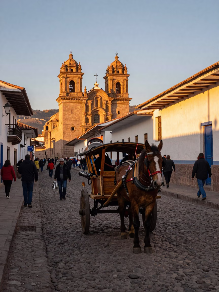 Evening Light in Cusco at Honeyed Evening Light in in Cusco, Peru
