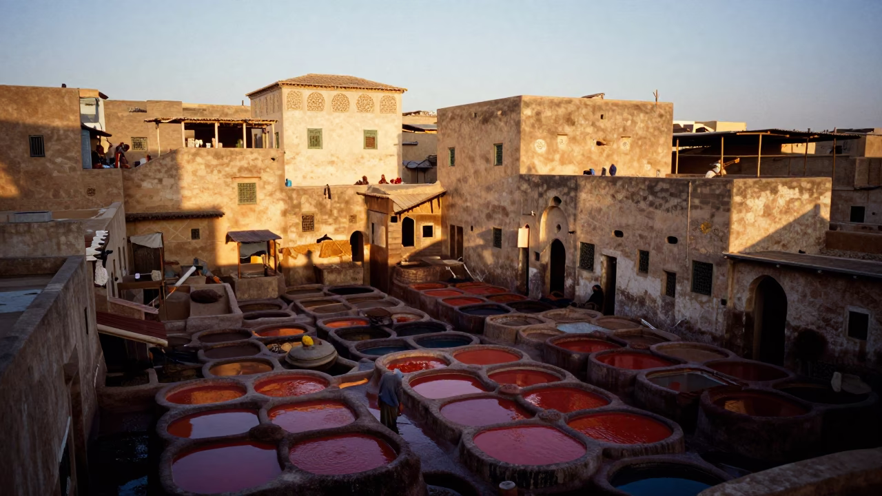 Evening Light in Fez at The Early Evening Light in in Fez, Morocco
