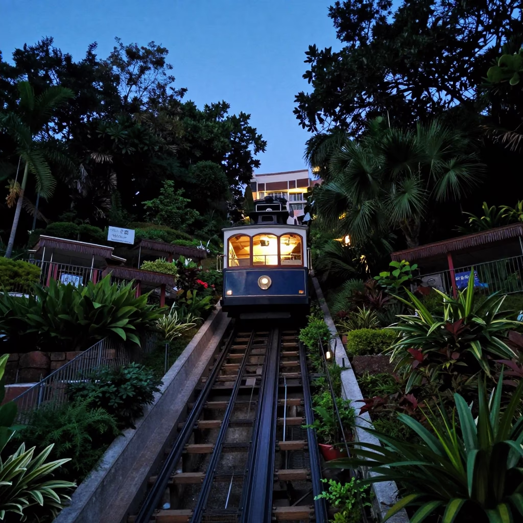 Evening Light in Hong Kong at The Last Blue Light Of Evening in in Hong Kong, Hong Kong