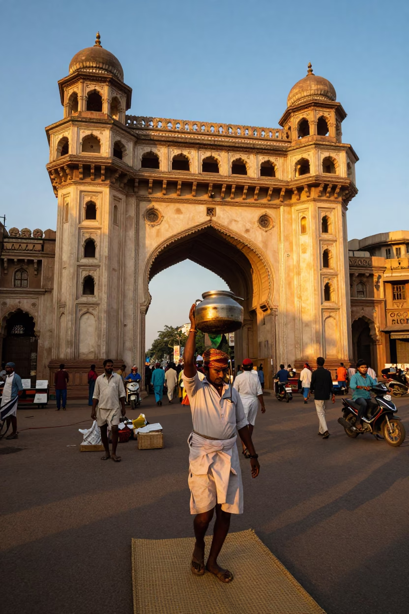 Evening Light in Hyderabad at Honeyed Evening Light in in Hyderabad, India