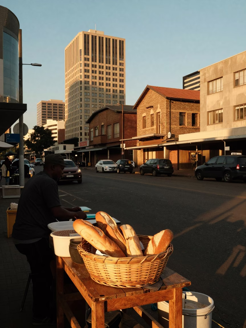 Evening Light in Johannesburg at Honeyed Evening Light in in Johannesburg, South Africa