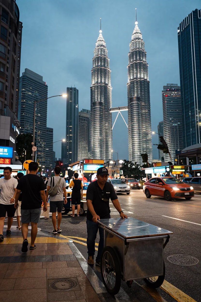 Evening Light in Kuala Lumpur at The Last Blue Light Of Evening in in Kuala Lumpur, Malaysia