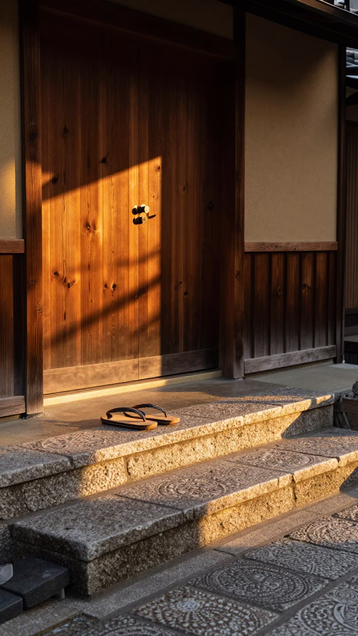 Evening Light in Kyoto at Honeyed Evening Light in in Kyoto, Japan