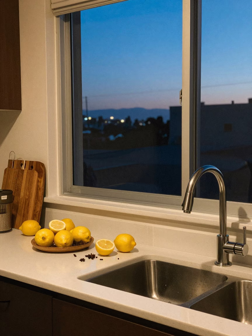 Evening Light in Los Angeles Kitchen with Lemons and Spices in in Los Angeles, California, United States