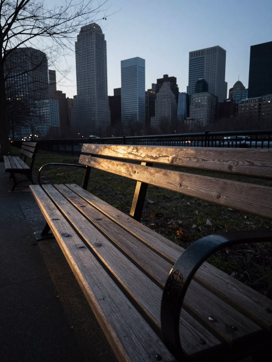 Evening Light in New York at The Last Blue Light Of Evening in in New York, New York, United States