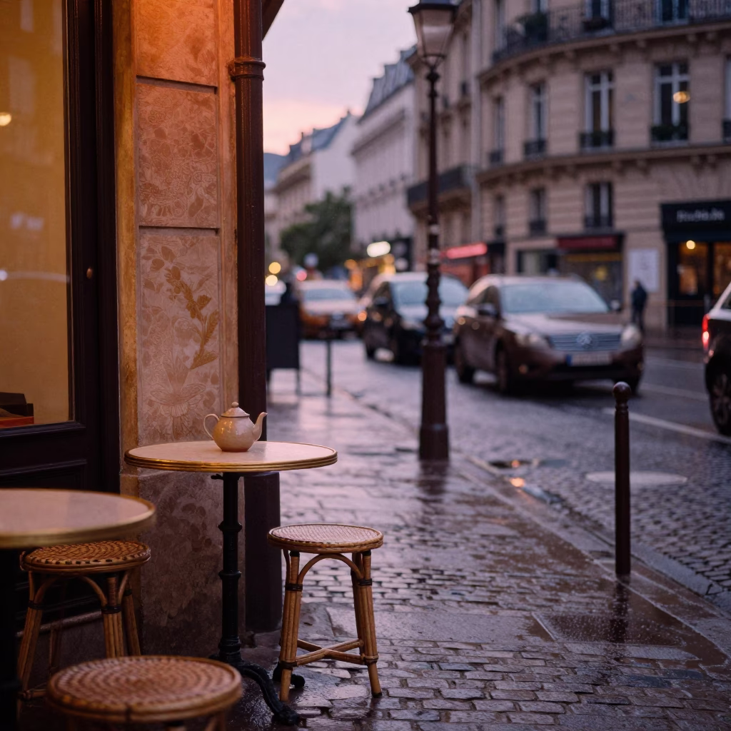 Evening Light in Paris at Copper-toned Light Before Dusk in in Paris, France