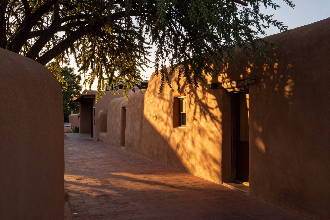 Evening Light in Santa Fe at Sunset Light in in Santa Fe, New Mexico, United States