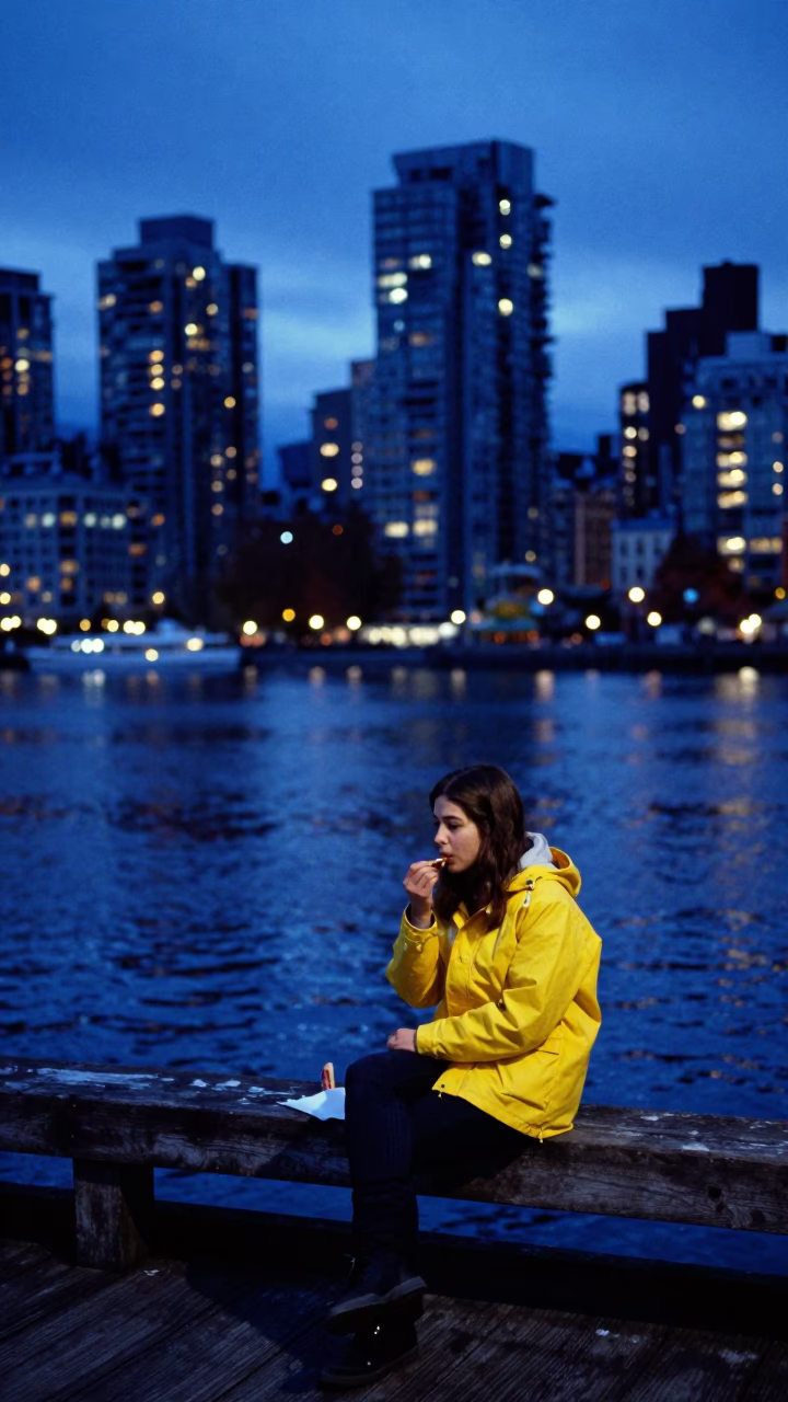 Evening Light in Vancouver at The Last Blue Light Of Evening in in Vancouver, British Columbia, Canada