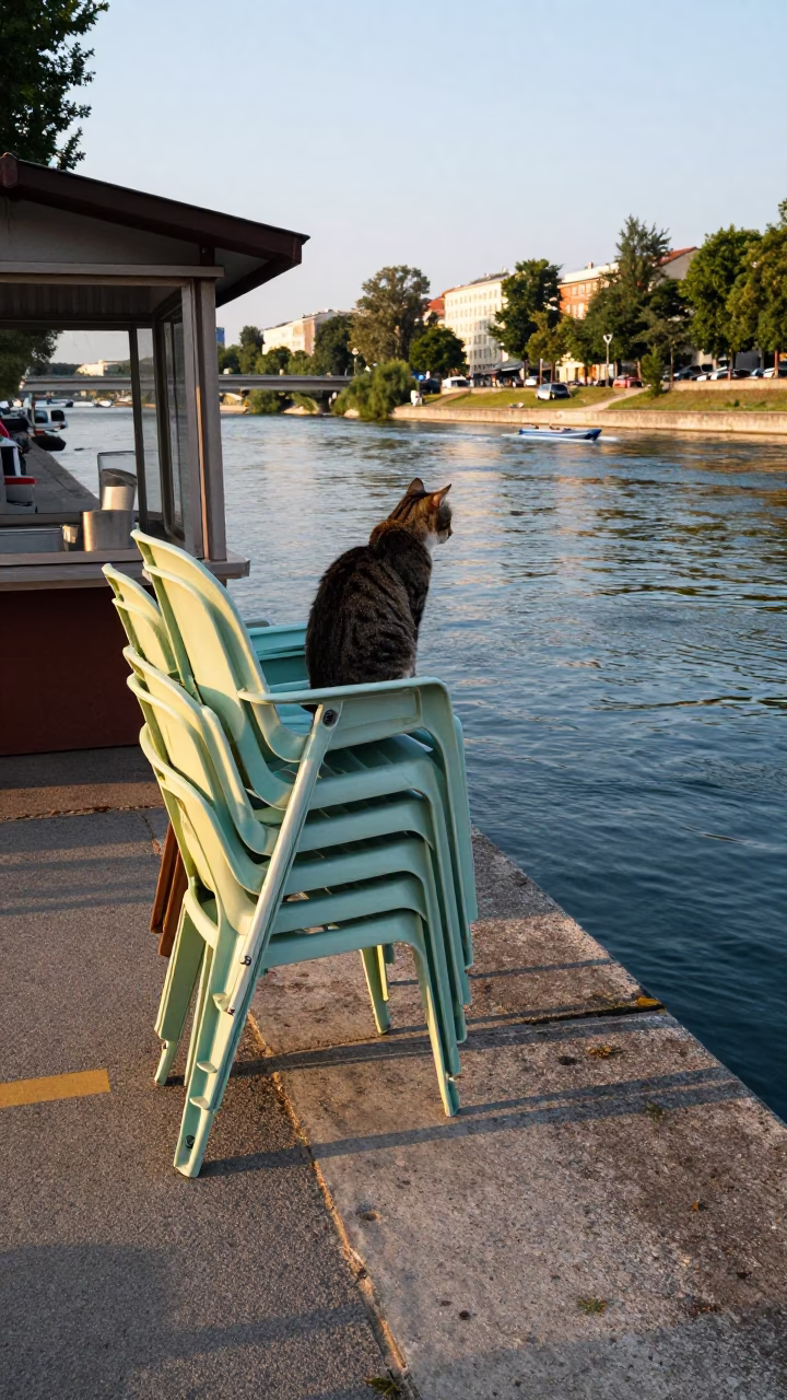 Evening Light on Cat in Vienna in in Vienna, Austria