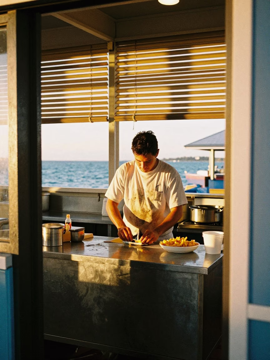 Evening Light on Chips in Perth in in Perth, Western Australia, Australia