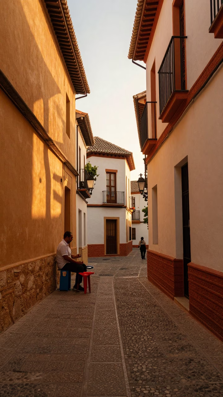 Evening Light on Customer in Granada in in Granada, Spain