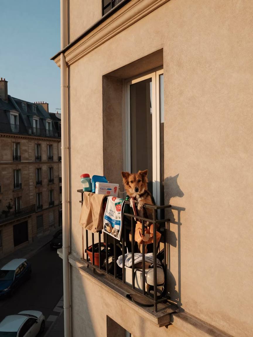 Evening Light on Dog in Paris in in Paris, France