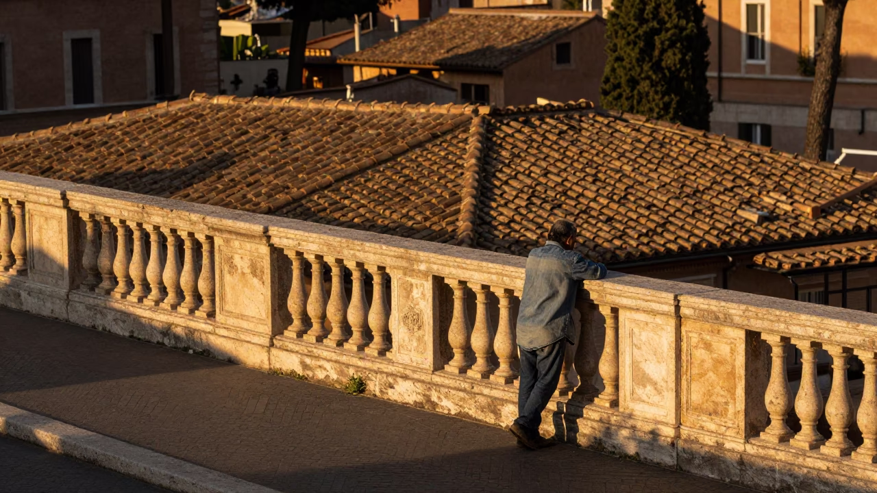 Evening Light on Gardener in Rome in in Rome, Italy