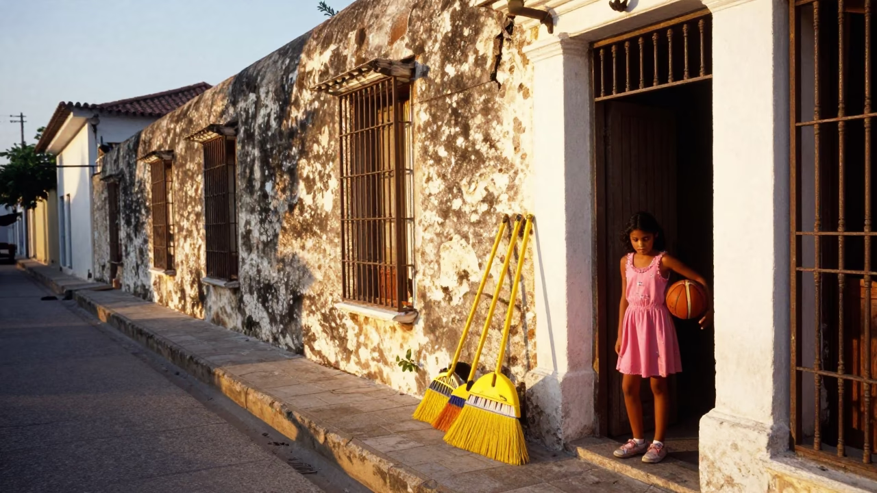Evening Light on Girl in in Cartagena, Colombia