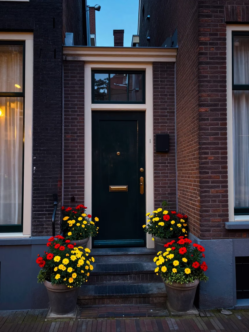 Evening Light on House Entrance in Amsterdam in in Amsterdam, Netherlands