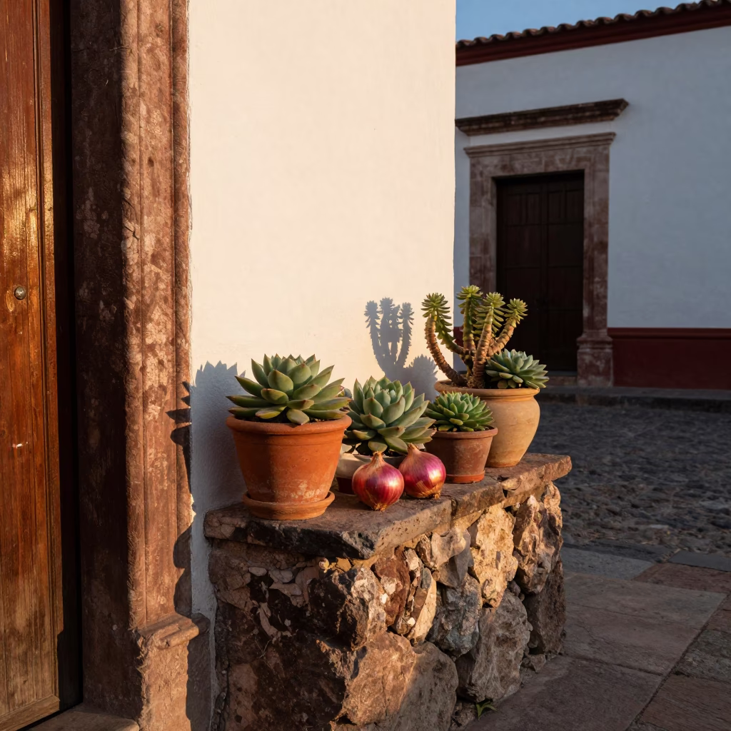 Evening Light on Onions in in Merida, Mexico