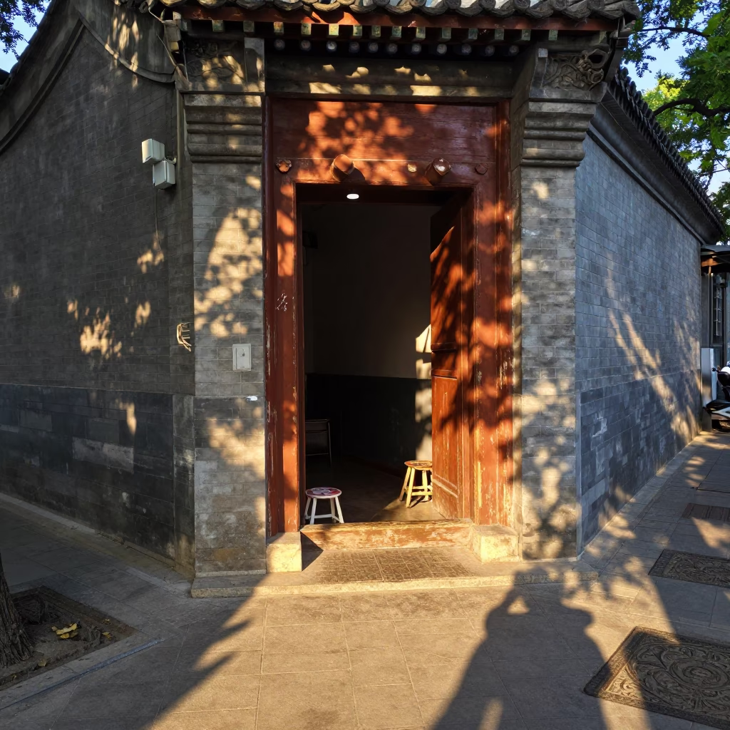 Evening Light on Street Corner in Beijing in in Beijing, China