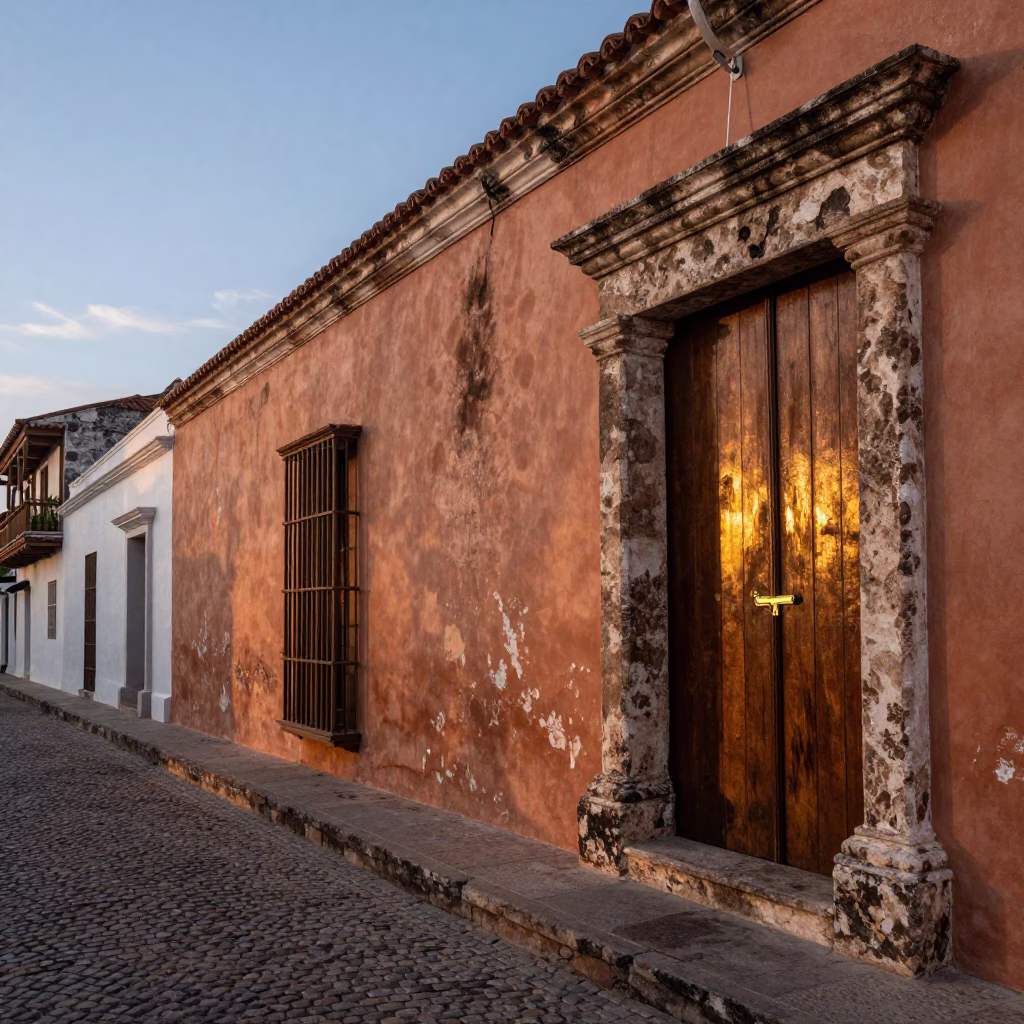 Evening Light on Street Scene in Cartagena in in Cartagena, Colombia